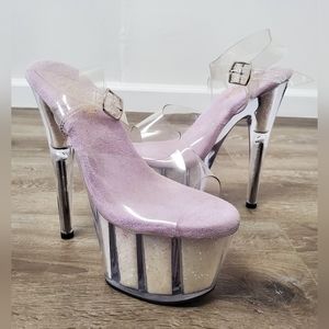 UV Glitter 7" Pole Dance Sandals Size 7